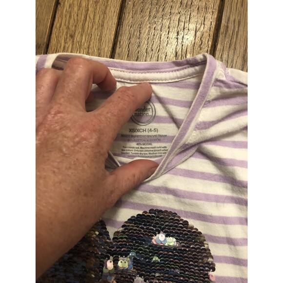 Wonder Nation Purple Stripe heart Sequin Flip Shirt size 5 - Picture 4 of 4